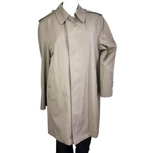 90's London Fog Short Trench Coat Mens 42 Regular Taupe Removable Liner Belt NOS
